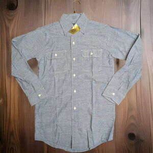 New Ely & Walker Mens Solid Gray/Blue Ultra-Press Western Button Up Shirt Sz 14